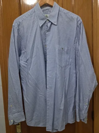 Camisa Lacoste cuadros azul y blanco talla 42