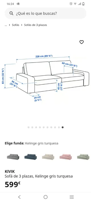 Sofá Kivik Ikea 3 plazas, fundas nuevas