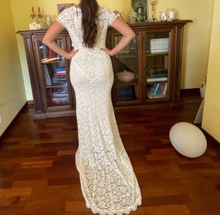 Abito da sposa Rosemunde pizzo bianco Tg M