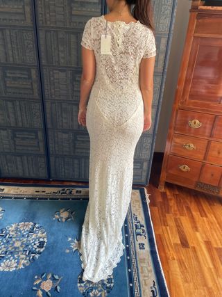 Abito da sposa Rosemunde pizzo bianco Tg M