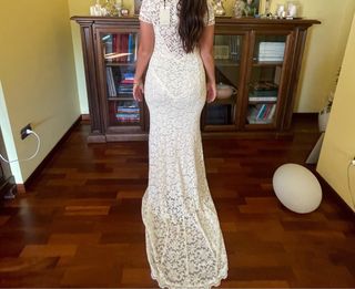 Abito da sposa Rosemunde pizzo bianco Tg M
