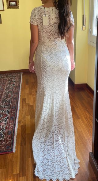 Abito da sposa Rosemunde pizzo bianco Tg M