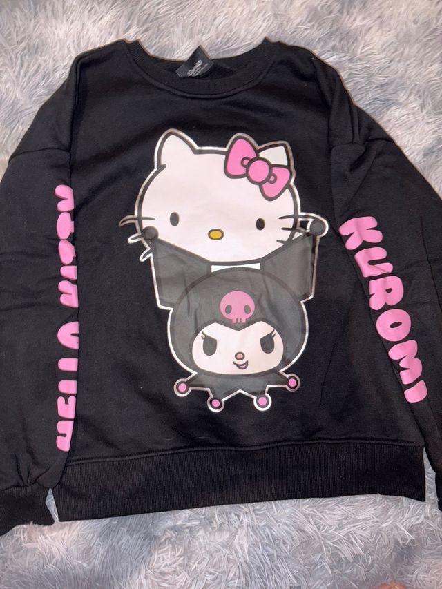 Sudadera Hello Kitty y Kuromi Negra