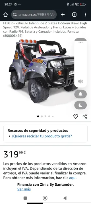 Coche eléctrico infantil 2 plazas FEBER