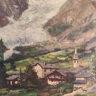 Olio su cartone 1900 Monte bianco.
