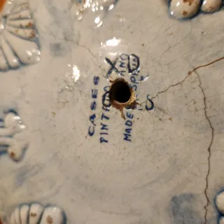 Frutero/Jarrón/Macetero Antiguo Cerámica Azul