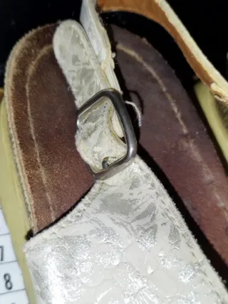 Sandalia Plataforma Cuña Baja Piel Blanca Talla 37