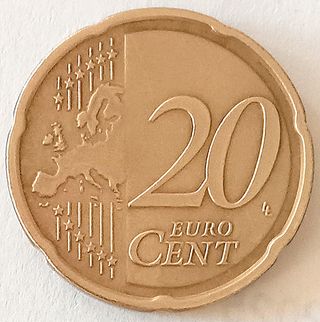 Letonia 2014, primera edición, moneda 20 céntimos 