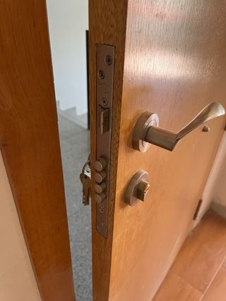 Puerta semiblindada maciza con cerradura