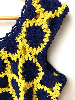 TOP CHALECO CROCHET GANCHILLO PATCHWORK PUNTO MANO