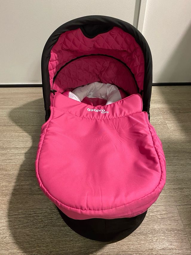 Capazo bebé Asalvo Baby Negro/Rosa