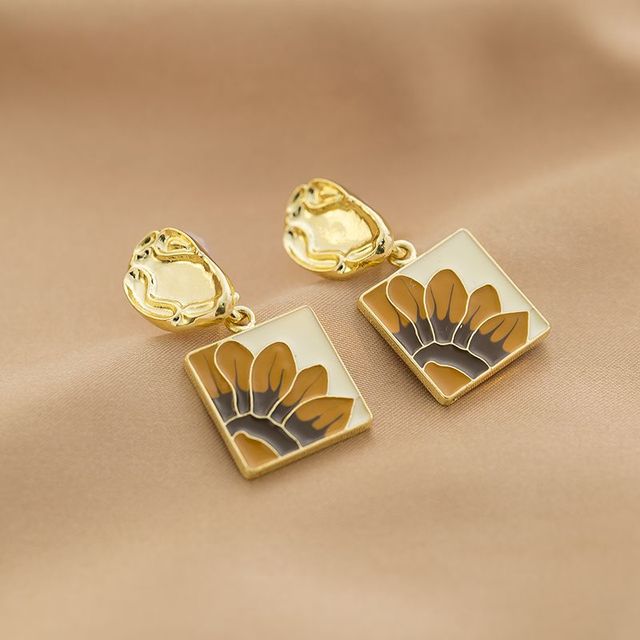 Pendientes óleo girasol esmaltados
