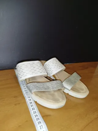 Sandalias Palas / Mules con Glitter Plateado N37