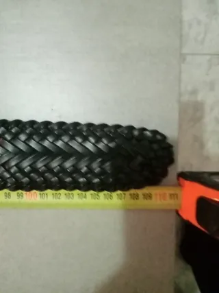 Cinturón trenzado negro hebilla plateada