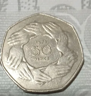 Moneda 50 Pence 1973 Inglaterra.