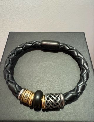 Pulsera Plata de Palo MB222X Cuero Trenzado