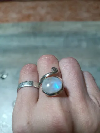 Anillo Plata Ajustable Piedra Luna