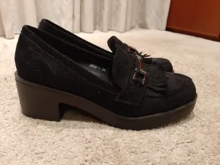 Mocasines antelina negros mujer talla 38. NUEVOS