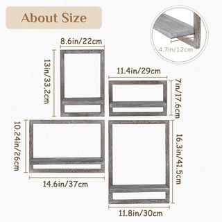 Juego 4 Estantes Flotantes Vintage Madera