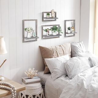 Juego 4 Estantes Flotantes Vintage Madera