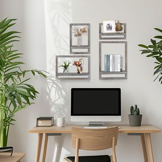 Juego 4 Estantes Flotantes Vintage Madera