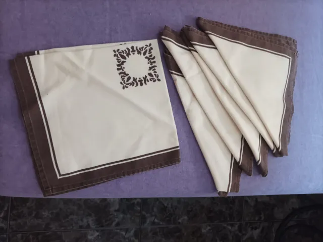 6 servilletas de tela beige y marrón