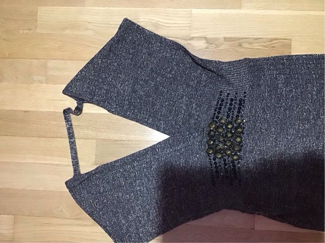 Vestido fiesta negro y dorado