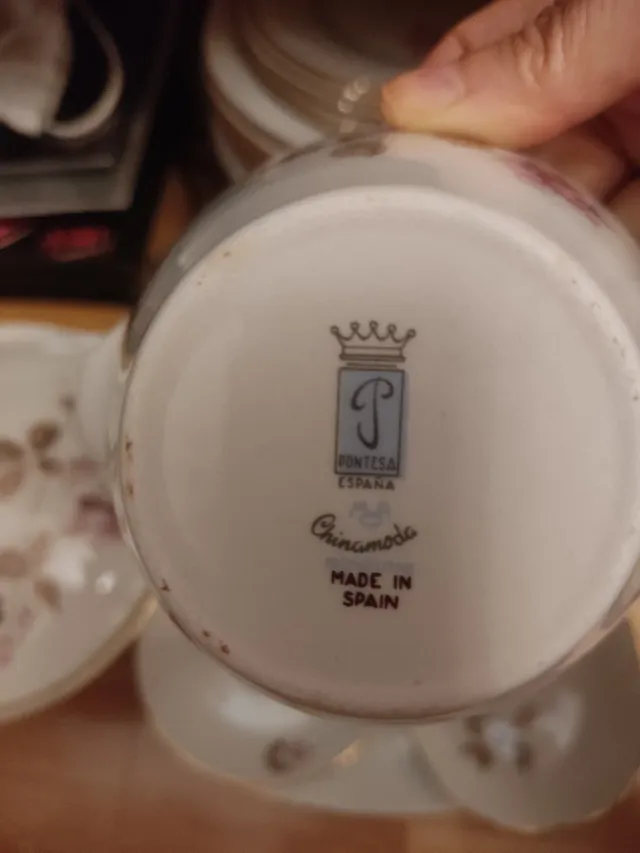 Vajilla de porcelana fina con detalles dorados