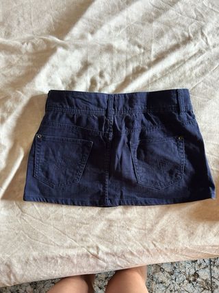 Falda vaquera azul marino Blanco Talla S