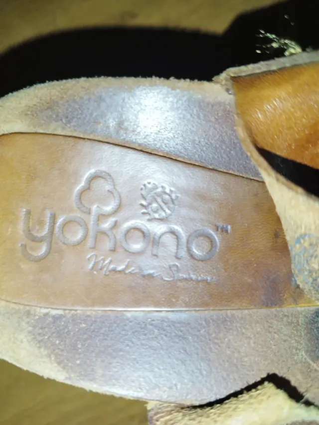 Sandalias PIEL Bio Marrón Tiras Cruzadas Cuña