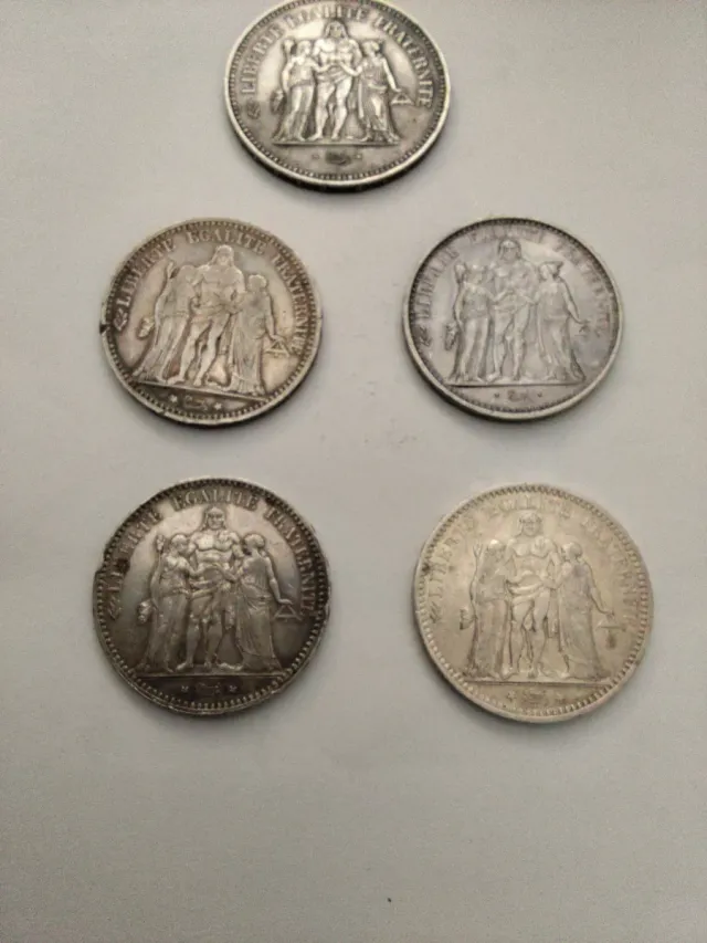 Lote 5 Monedas Plata Francesas