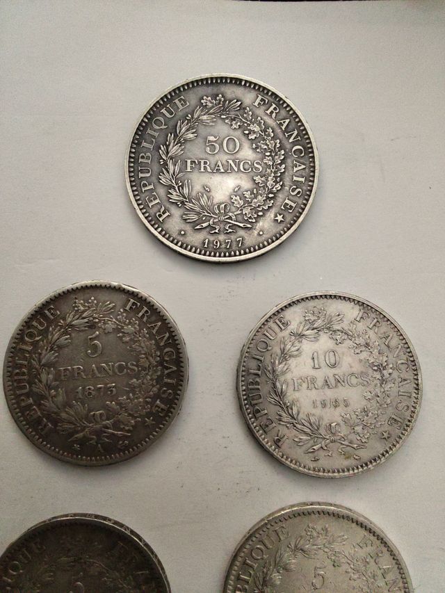 Lote 5 Monedas Plata Francesas