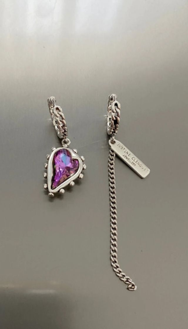Pendientes Justine Clenquet Corazón Morado Plata
