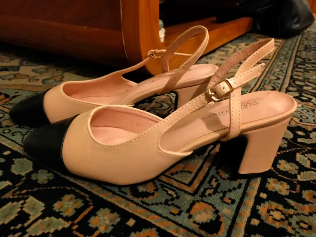 Décolleté stile Chanel rosa antico/nero