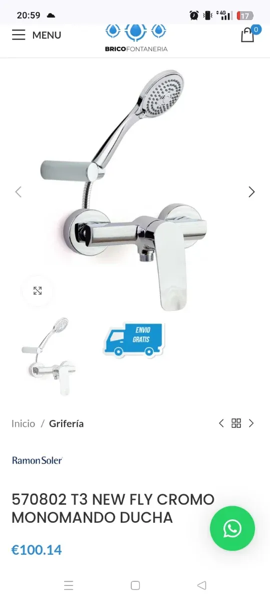 Grifo Ducha Ramón Soler New Fly Cromo sin usar