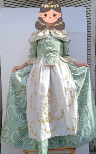 Traje Fallera/Huertana Verde y Dorado