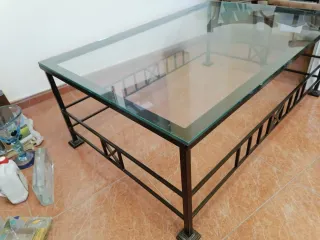 Mesa de forja con cristal 10mm