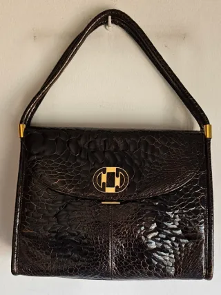 Bolso tipo piel serpiente marrón y dorado