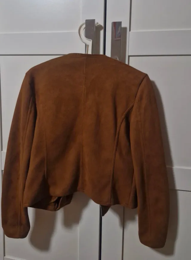 Chaqueta efecto ante marrón talla S