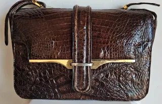 Bolso vintage piel serpiente marrón