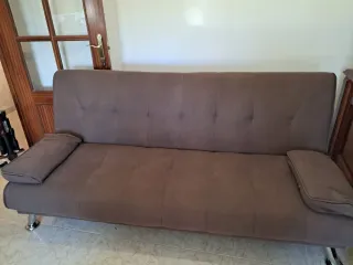 Sofá Cama Tela y Metal Marrón