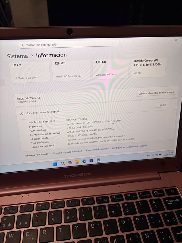 Portátil Full HD Windows 11 Thomson 4GB/64GB