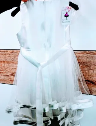 Abito damigella 10 anni bianco latte,140 elegante