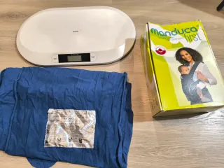 Mochila portabebés, pañuelo de porteo y báscula bb