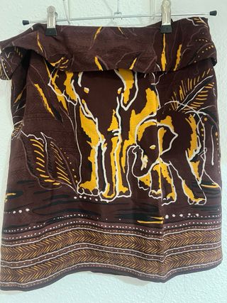 Falda estampada elefantes marrón y amarillo
