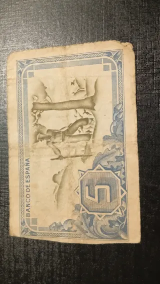 Billete Antiguo 5 Pesetas Banco de España 1937