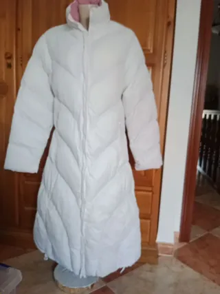 Anorak blanco acolchado largo