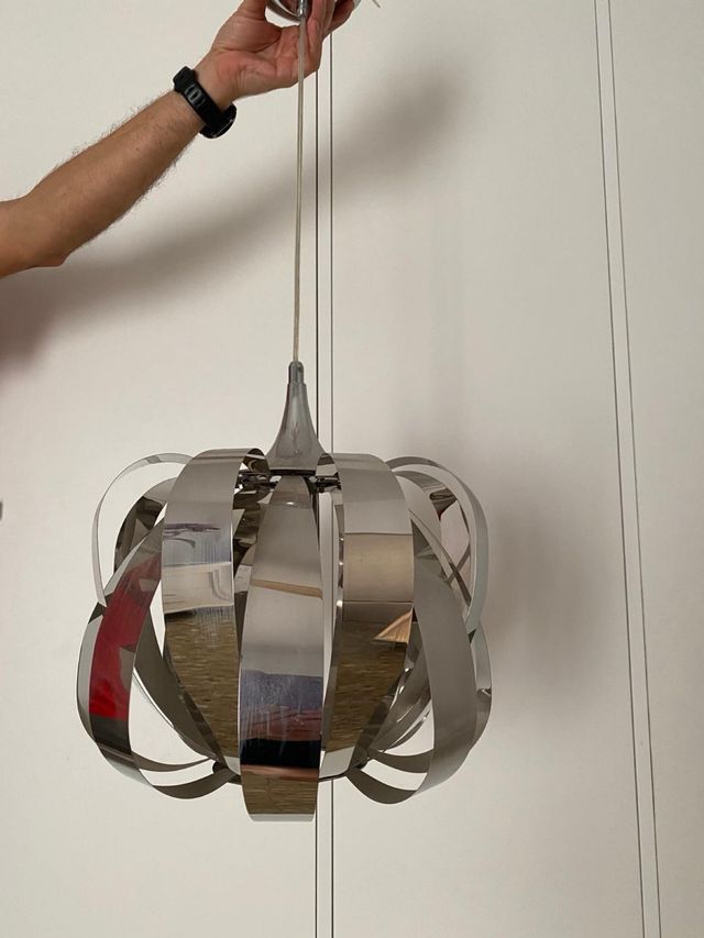 Lámpara colgante metal plateado