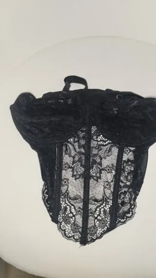 Corsé negro encaje semitransparente