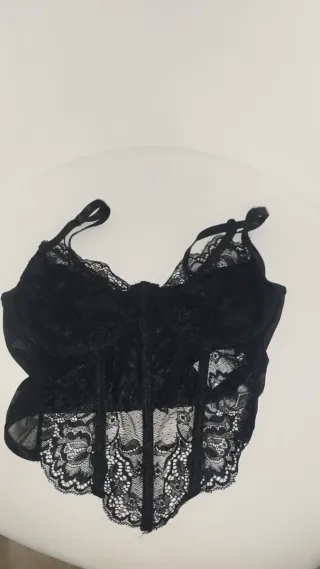 Corsé negro encaje semitransparente